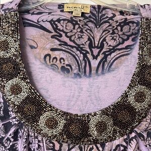 Beaded Neckline Purple Top